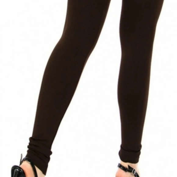 NWT Dark Brown Seamless Leggings High Waist Tummy Control Stretch Pants - Picture 8 of 8